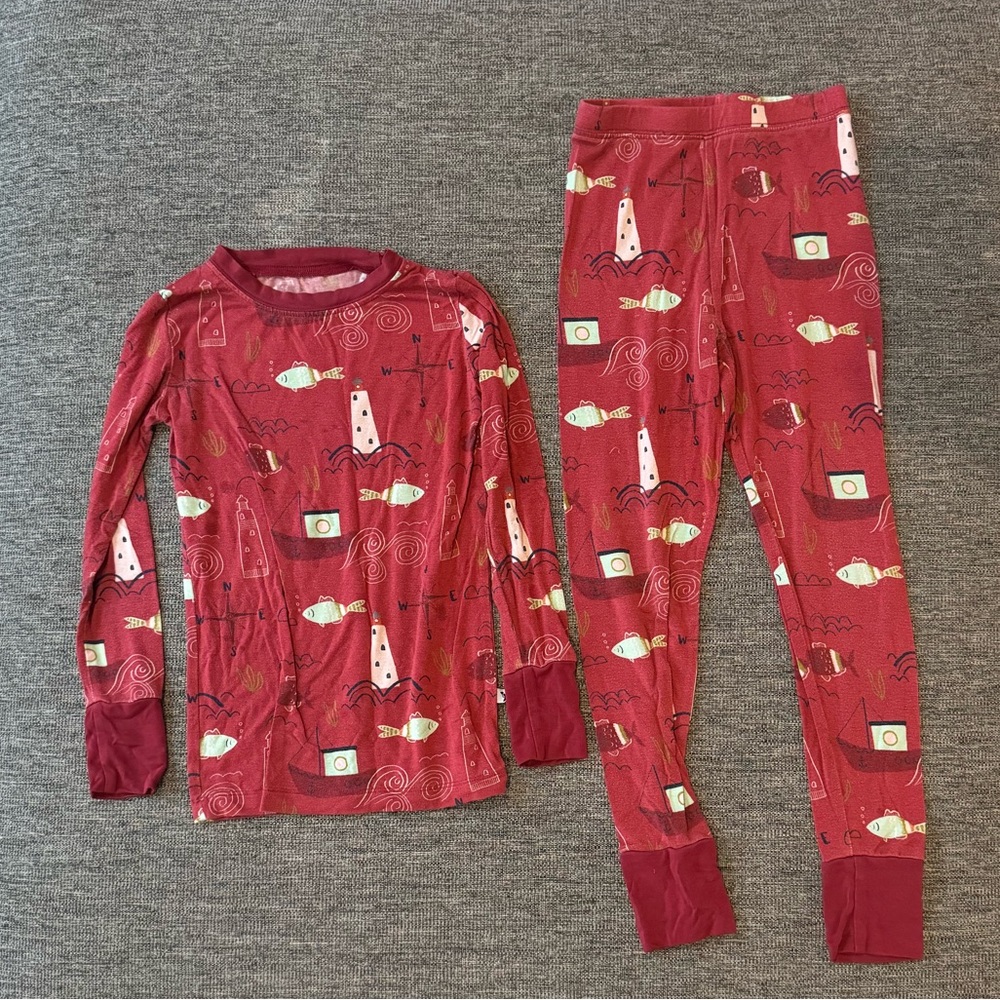 Kiki & Lulu two piece bamboo red lighthouse pajamas